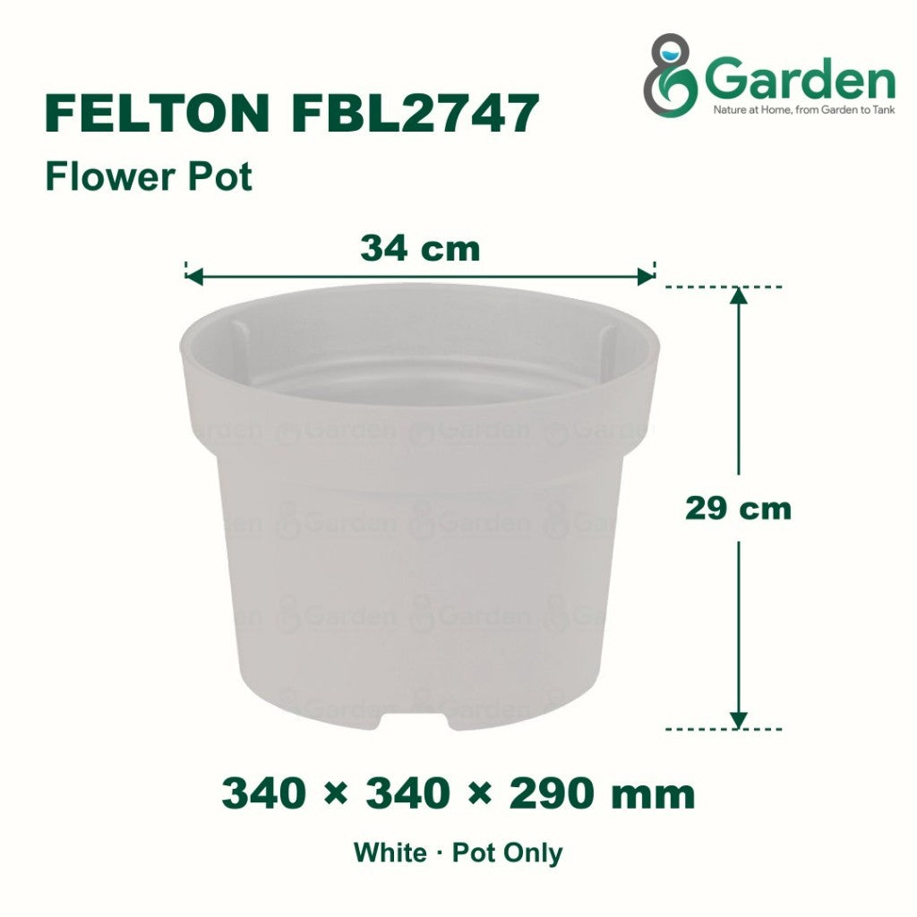 Felton FBL2747 Round Plastic Flower Pot 34cm – product and size guide
