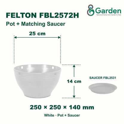 Felton FBL2572H Round Plastic Flower Pot 25cm – product and size guide
