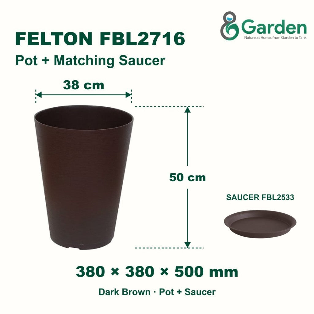 Felton FBL2716 Round Plastic Flower Pot 38cm – product and size guide