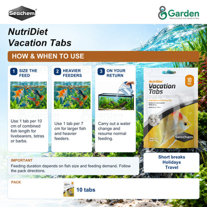 Seachem NutriDiet Vacation Tabs Holiday Fish Food 10 Tabs – product information