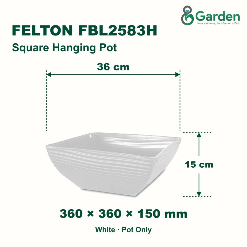 Felton FBL2583H Square Plastic Flower Pot 36cm – product and size guide