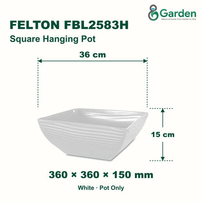 Felton FBL2583H Square Plastic Flower Pot 36cm – product and size guide