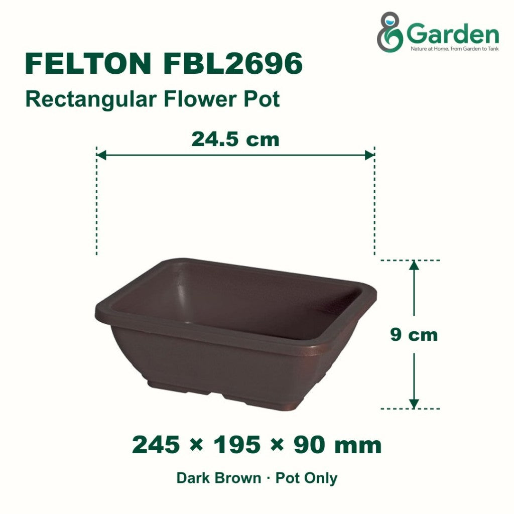 Felton FBL2696 Rectangular Plastic Flower Pot 24.5cm – product and size guide
