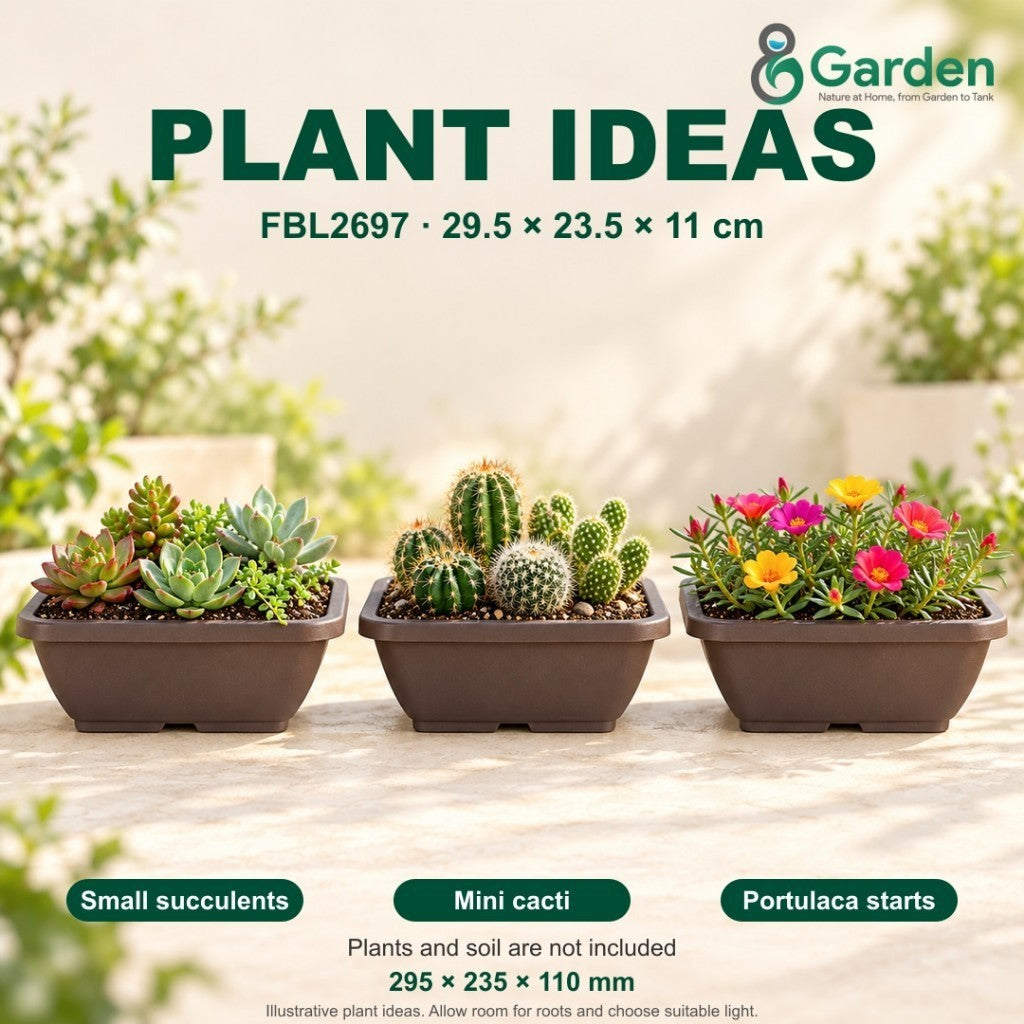 Felton FBL2697 Rectangular Plastic Flower Pot 29.5cm – product and size guide