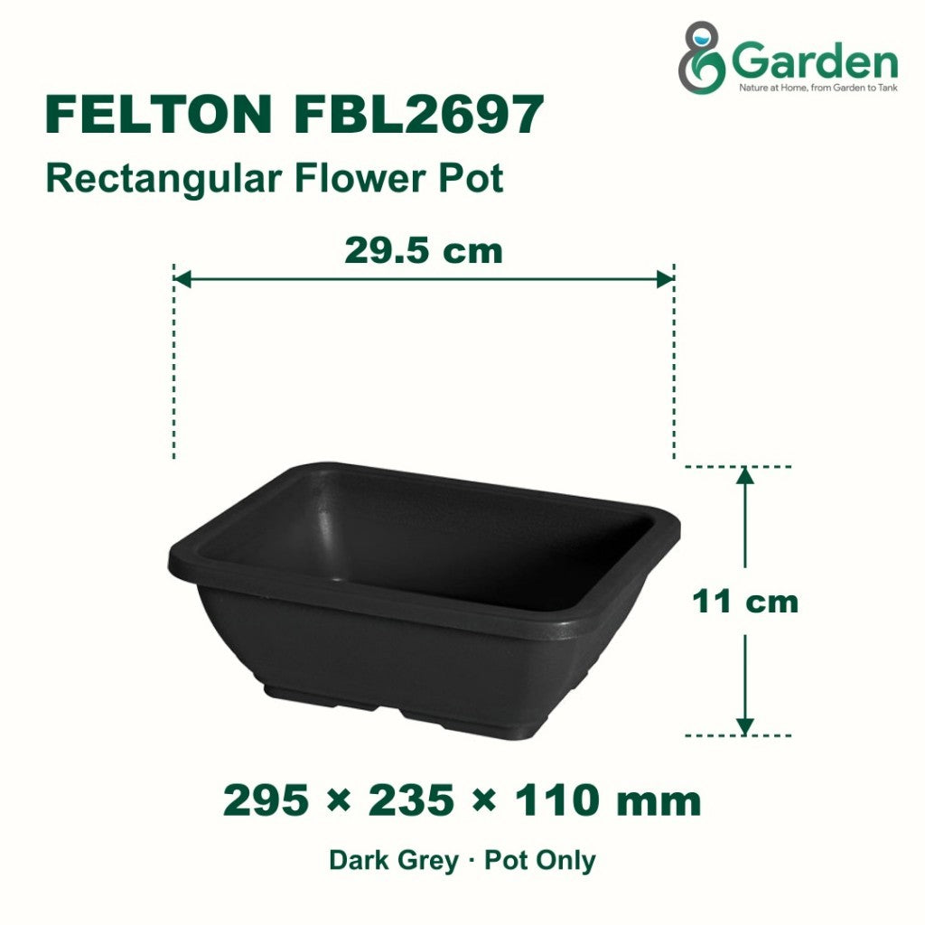 Felton FBL2697 Rectangular Plastic Flower Pot 29.5cm – product and size guide