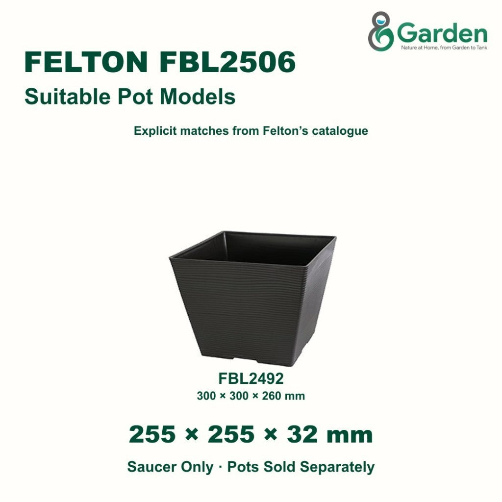 Felton FBL2506 Square Flower Pot Saucer 25.5cm – product guide