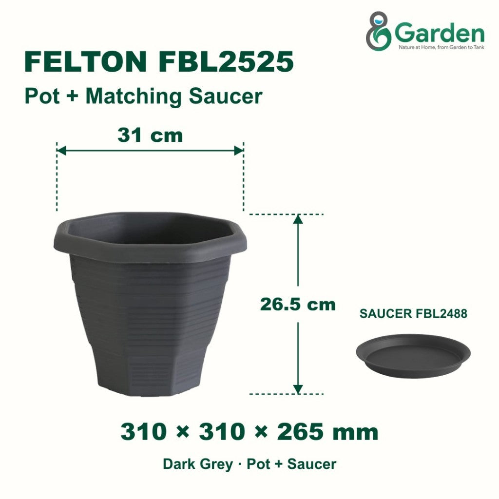 Felton FBL2525 Hexagonal Plastic Flower Pot 31cm – product guide