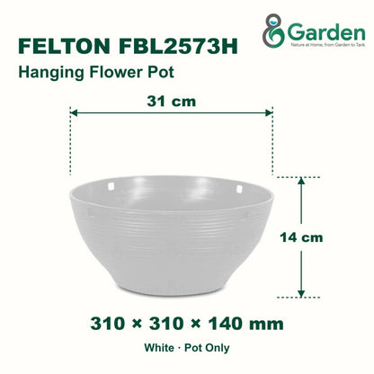Felton FBL2573H Round Plastic Flower Pot 31cm – product and size guide