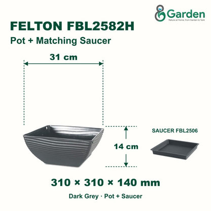 Felton FBL2582H Square Plastic Flower Pot 31cm – product and size guide