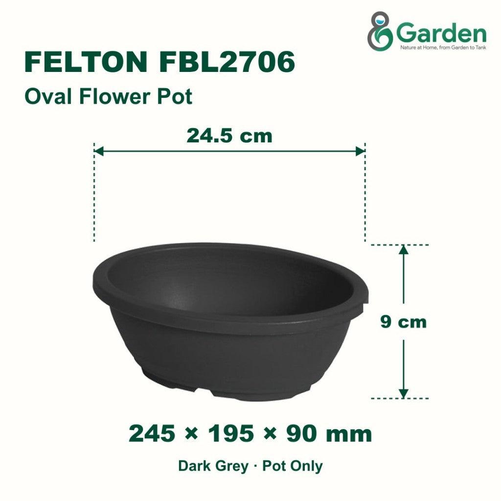 Felton FBL2706 Oval Plastic Flower Pot 24.5cm – product and size guide