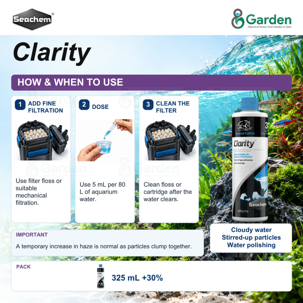 Seachem Clarity Aquarium Water Clarifier – 325 mL – product information