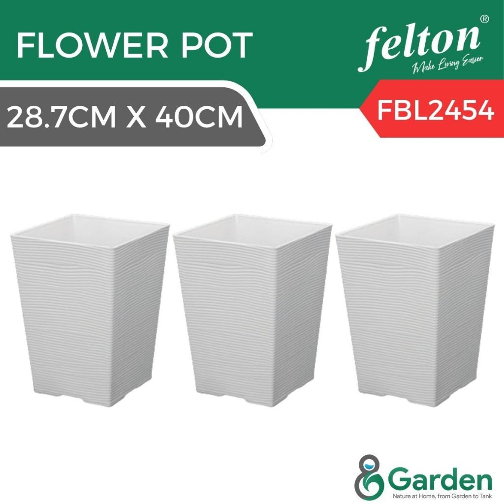 Felton FBL2453 Square Plastic Flower Pot 25.2cm – product and size guide