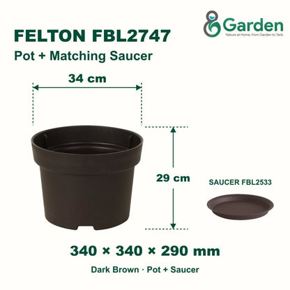 Felton FBL2747 Round Plastic Flower Pot 34cm – product and size guide