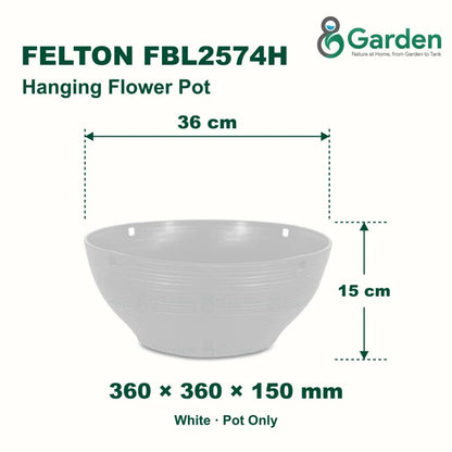 Felton FBL2574H Round Plastic Flower Pot 36cm – product and size guide