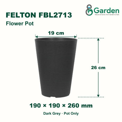 Felton FBL2713 Round Plastic Flower Pot 19cm – product and size guide
