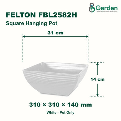 Felton FBL2582H Square Plastic Flower Pot 31cm – product and size guide