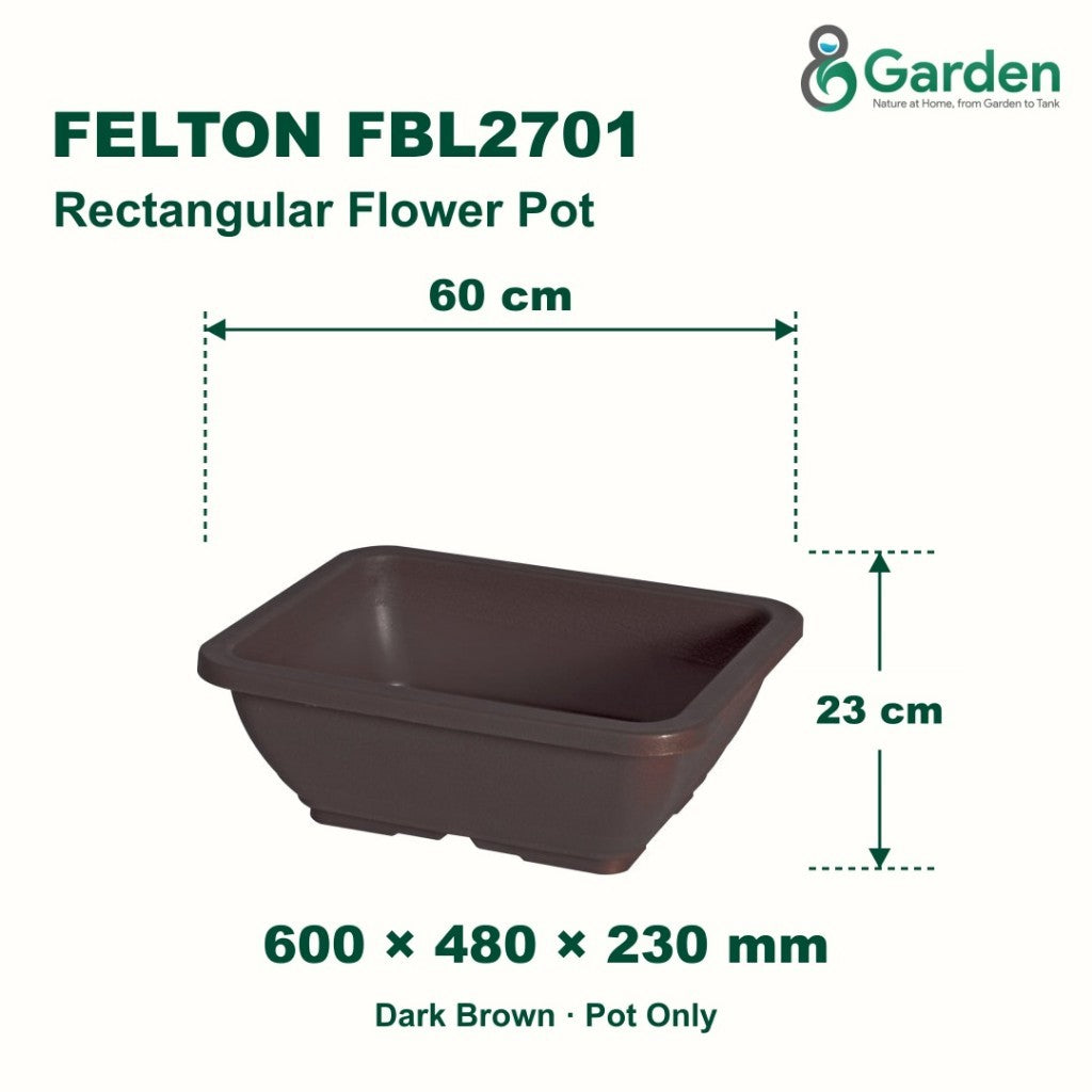 Felton FBL2701 Rectangular Plastic Flower Pot 60cm – product and size guide