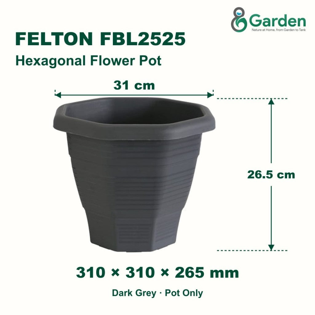 Felton FBL2525 Hexagonal Plastic Flower Pot 31cm – product guide