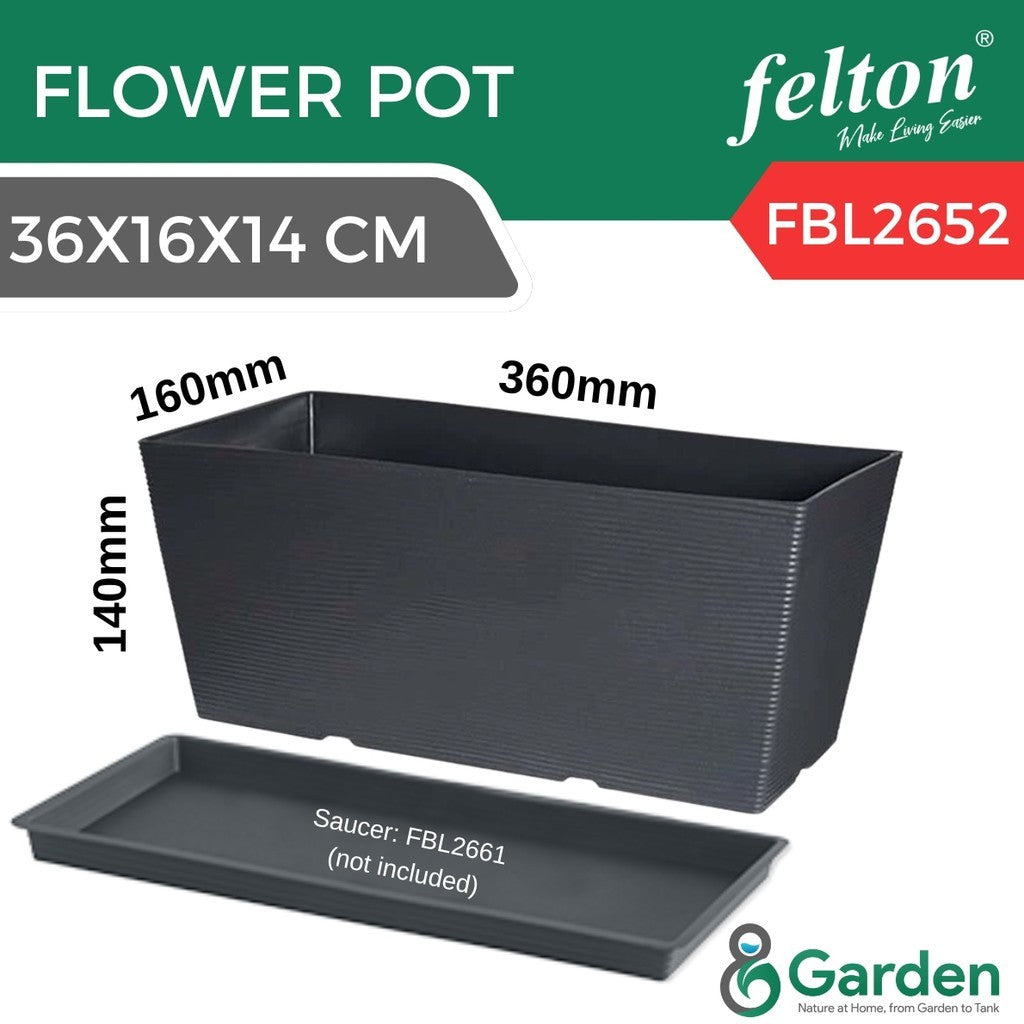 Felton Rectangular Plastic Flower Pots 2651/2652/2653 – product and size guide
