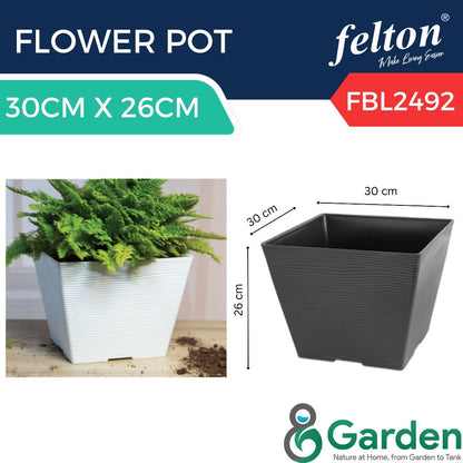Felton Square Plastic Flower Pots 2491/2492/2493/2494/2495 – product and size guide