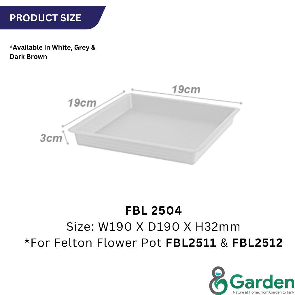 Felton Square Plastic Flower Pots 2504/2505/2506/2507/2508 – product and size guide