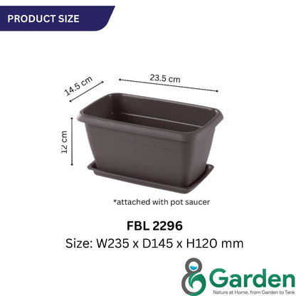 Felton Rectangular Plastic Flower Pots 2296/2324 – product and size guide