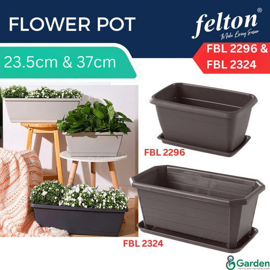 Felton Rectangular Plastic Flower Pots 2296/2324 – product and size guide