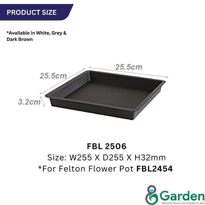 Felton Square Plastic Flower Pots 2504/2505/2506/2507/2508 – product and size guide