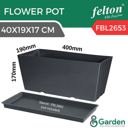 Felton Rectangular Plastic Flower Pots 2651/2652/2653 – product and size guide