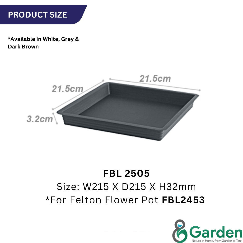 Felton Square Plastic Flower Pots 2504/2505/2506/2507/2508 – product and size guide