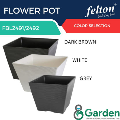 Felton Square Plastic Flower Pots 2491/2492/2493/2494/2495 – product and size guide
