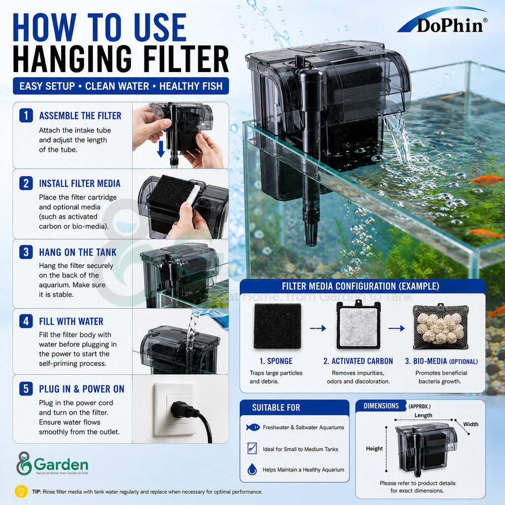 Dophin Hang-On Aquarium Filter – installation guide