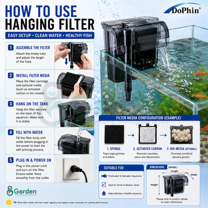 Dophin Hang-On Aquarium Filter – installation guide