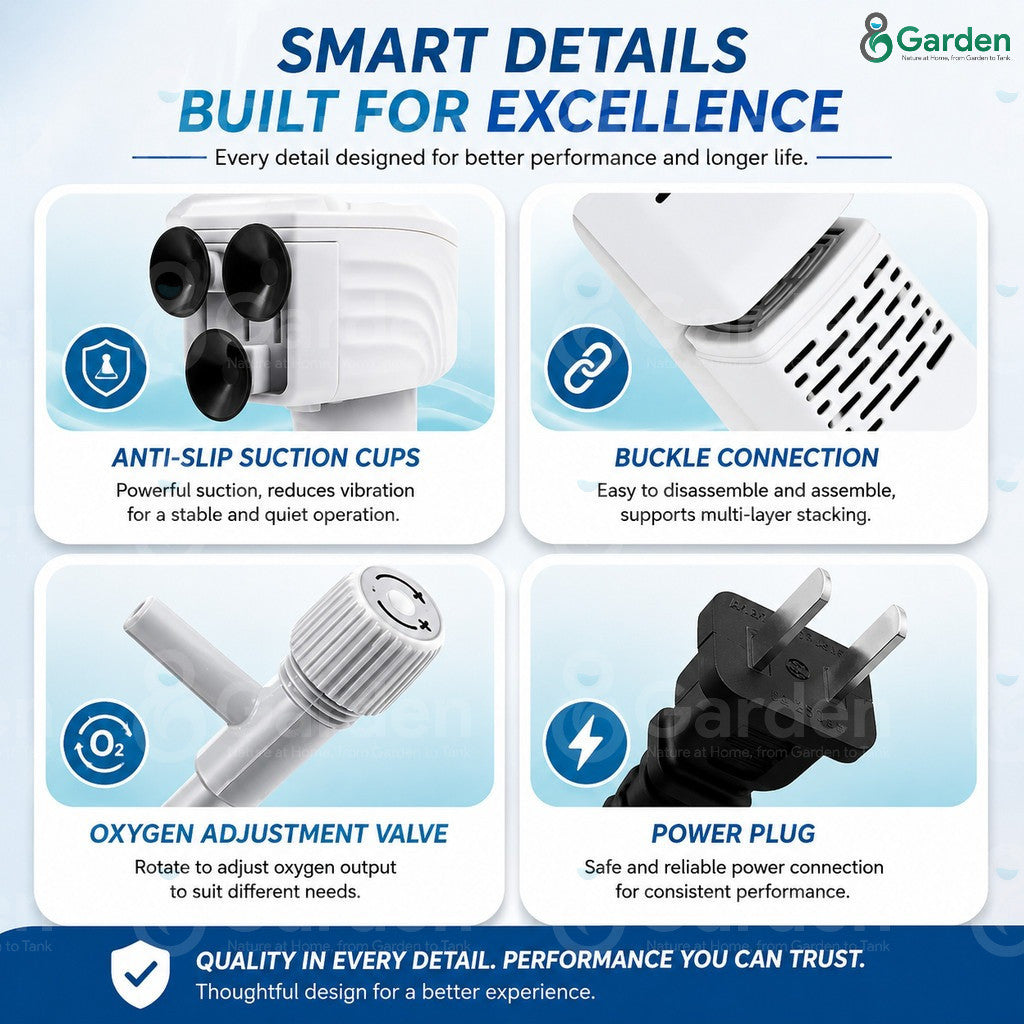 5-in-1 Aquarium Internal Filter – suction cups and components