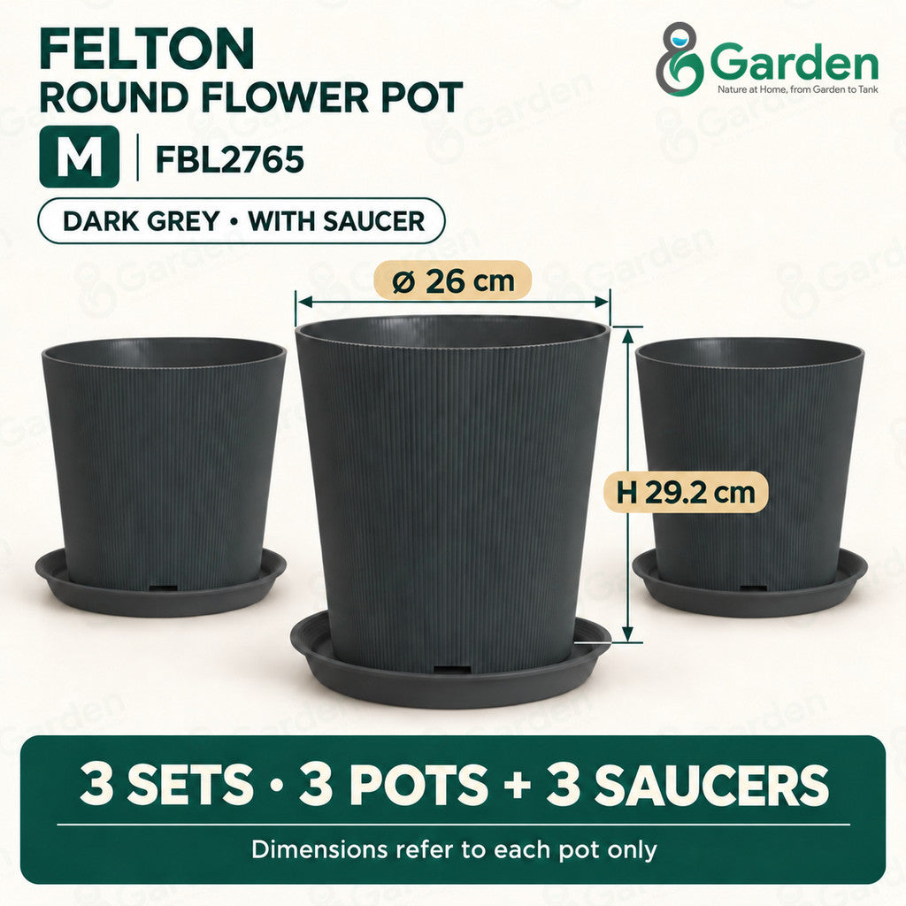 Felton FBL2765 Round Plastic Flower Pot 26cm – product and size guide