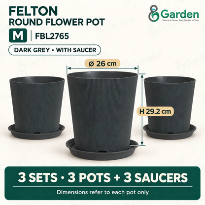 Felton FBL2765 Round Plastic Flower Pot 26cm – product and size guide