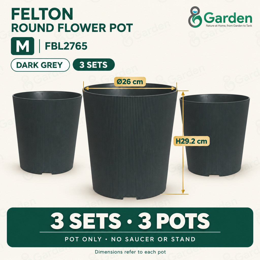 Felton FBL2765 Round Plastic Flower Pot 26cm – product and size guide