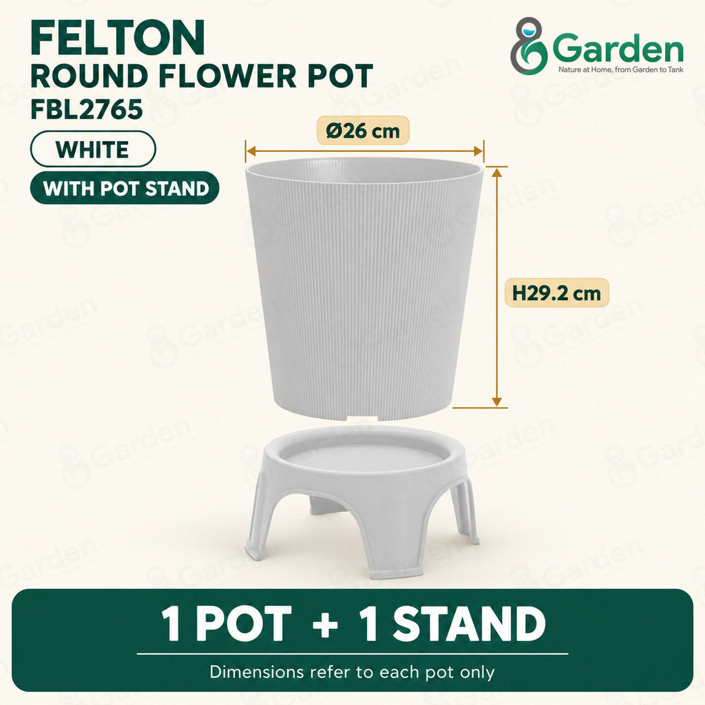 Felton FBL2765 Round Plastic Flower Pot 26cm – product and size guide