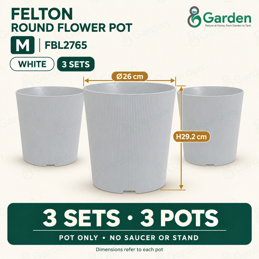 Felton FBL2765 Round Plastic Flower Pot 26cm – product and size guide