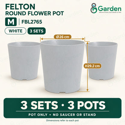 Felton FBL2765 Round Plastic Flower Pot 26cm – product and size guide