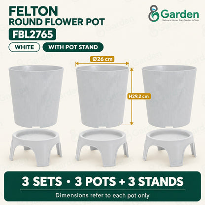 Felton FBL2765 Round Plastic Flower Pot 26cm – product and size guide