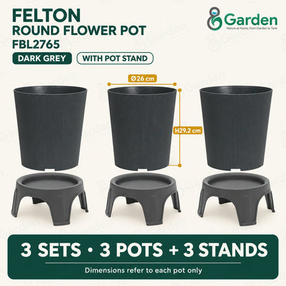 Felton FBL2765 Round Plastic Flower Pot 26cm – product and size guide