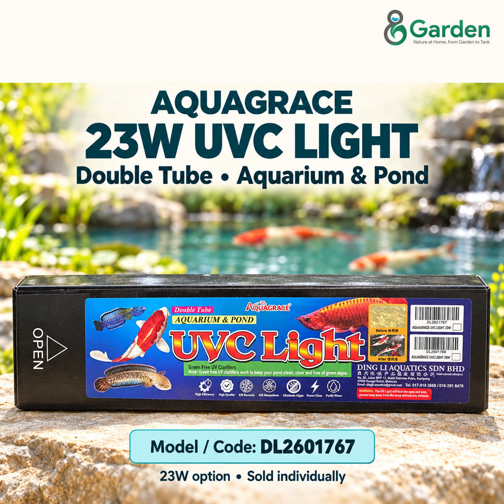 AquaGrace UVC Light 23W 28W Double Tube UV Clarifier Aquarium Pond Green Water Lamp
