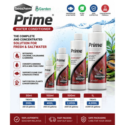 Seachem Prime Aquarium Water Conditioner – 50ml / 100ml / 500ml / 1000ml – product information
