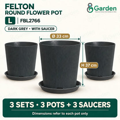 Felton FBL2765 Round Plastic Flower Pot 26cm – product and size guide