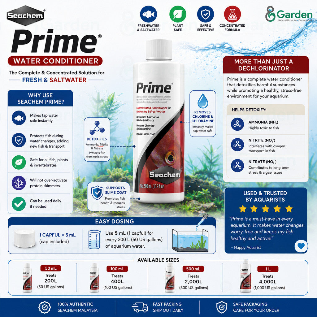 Seachem Prime Aquarium Water Conditioner – 50ml / 100ml / 500ml / 1000ml – product information