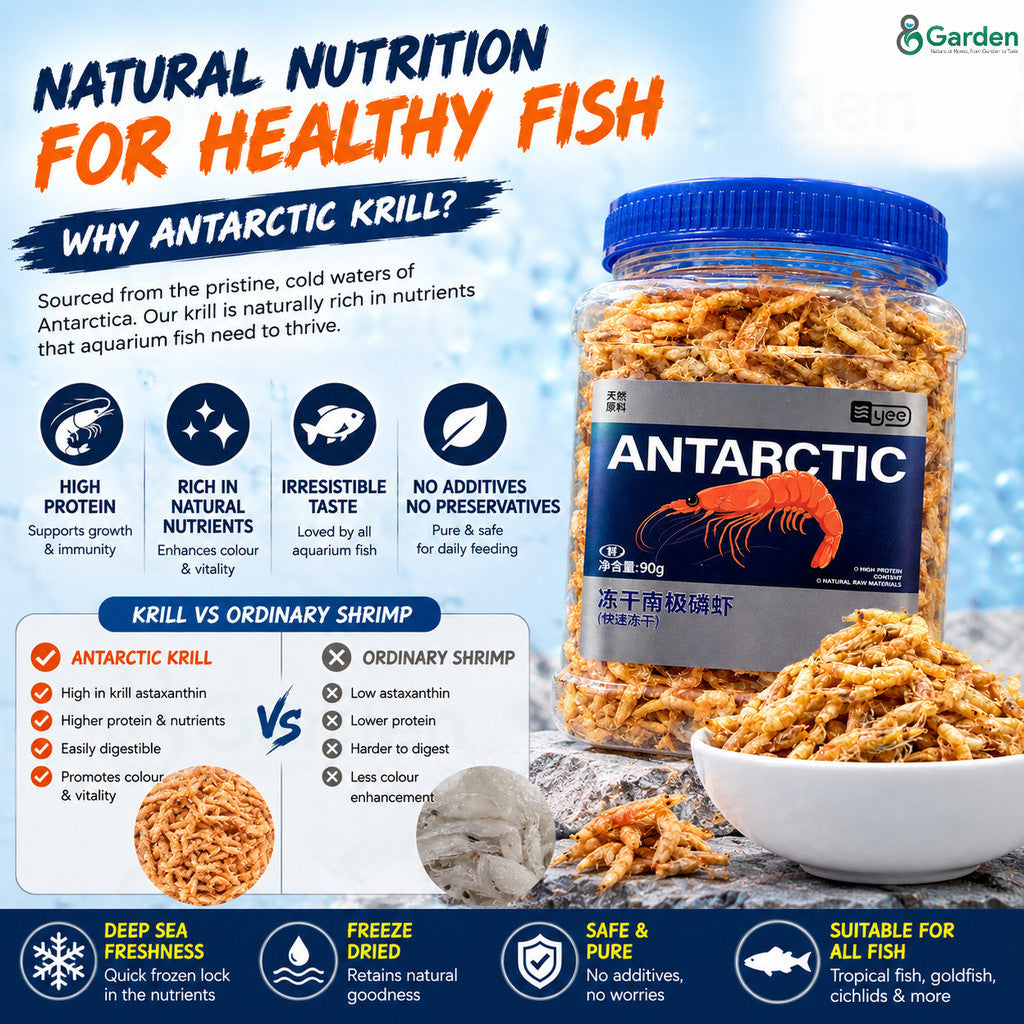 Freeze-Dried Antarctic Krill Fish Food – product information graphic 2