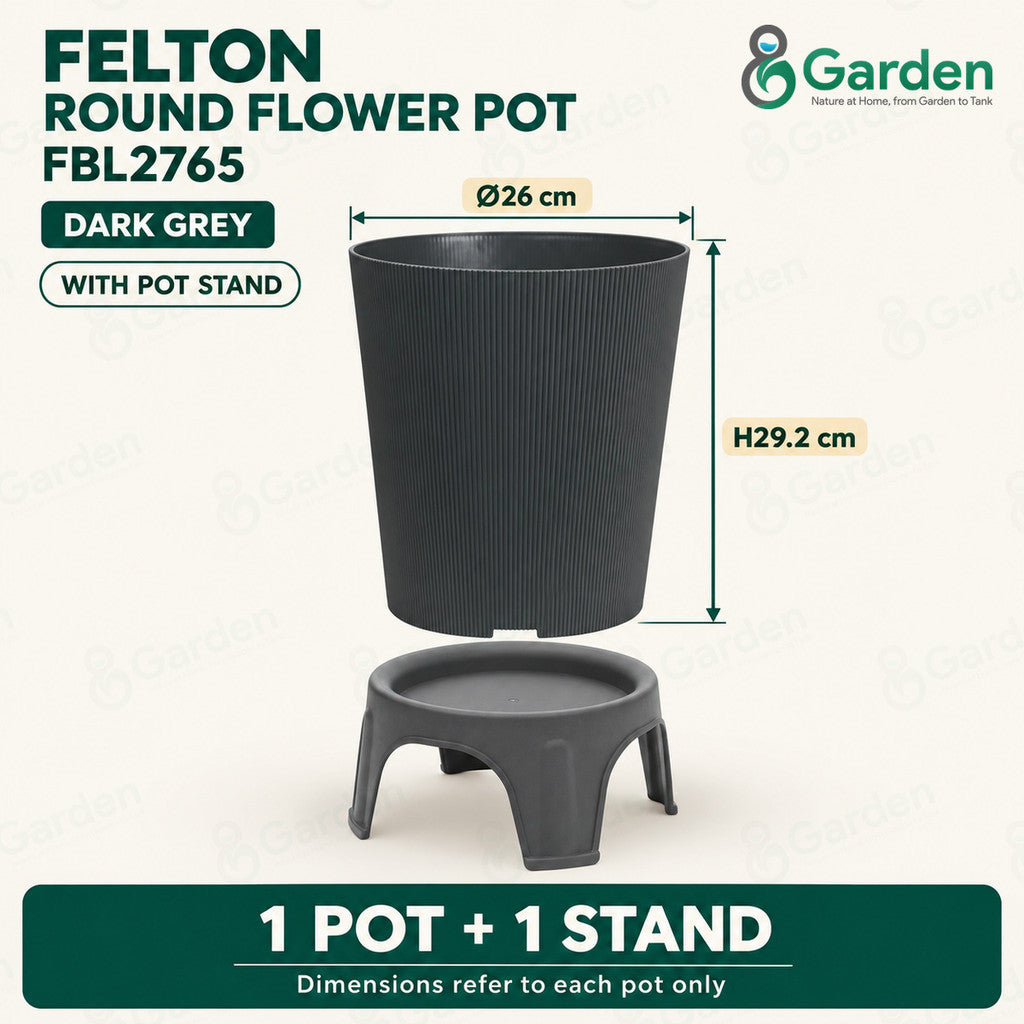 Felton FBL2765 Round Plastic Flower Pot 26cm – product and size guide