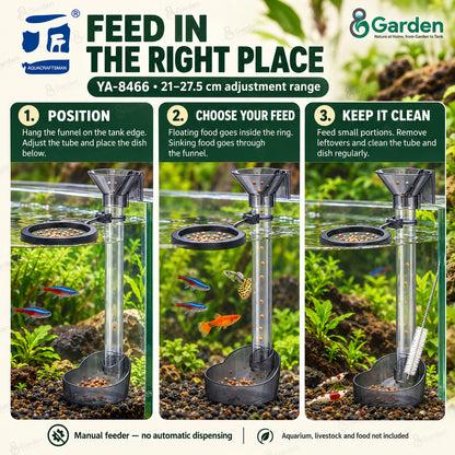 AQUACRAFTSMAN YA-8466 Aquarium Feeding Tube Fish Shrimp Feeder Ring Dish Adjustable 21-27.5cm