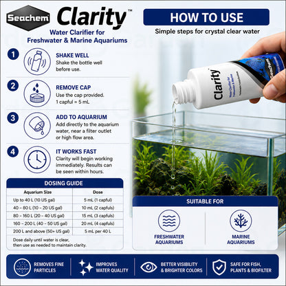 Seachem Clarity Aquarium Water Clarifier – 100 mL – product information
